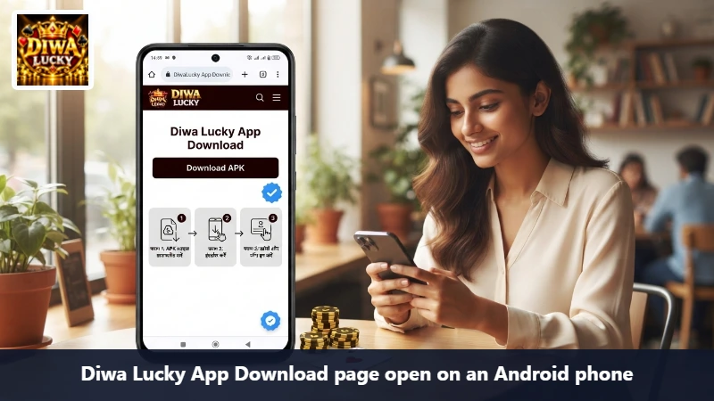 Diwa Lucky App Download page open on an Android phone