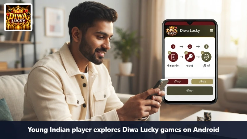 Young Indian player explores Diwa Lucky games on Android